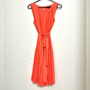 Banana Republic Orange Red Sheath Midi Dress Sleeveless Scoop Neck for Cocktail